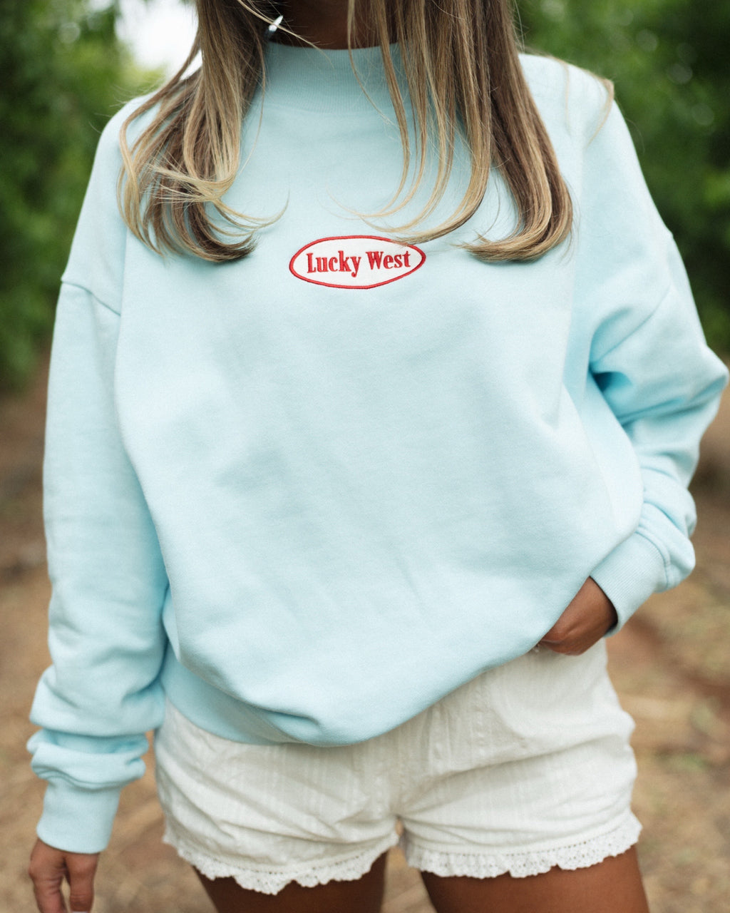 Blue Mock Neck