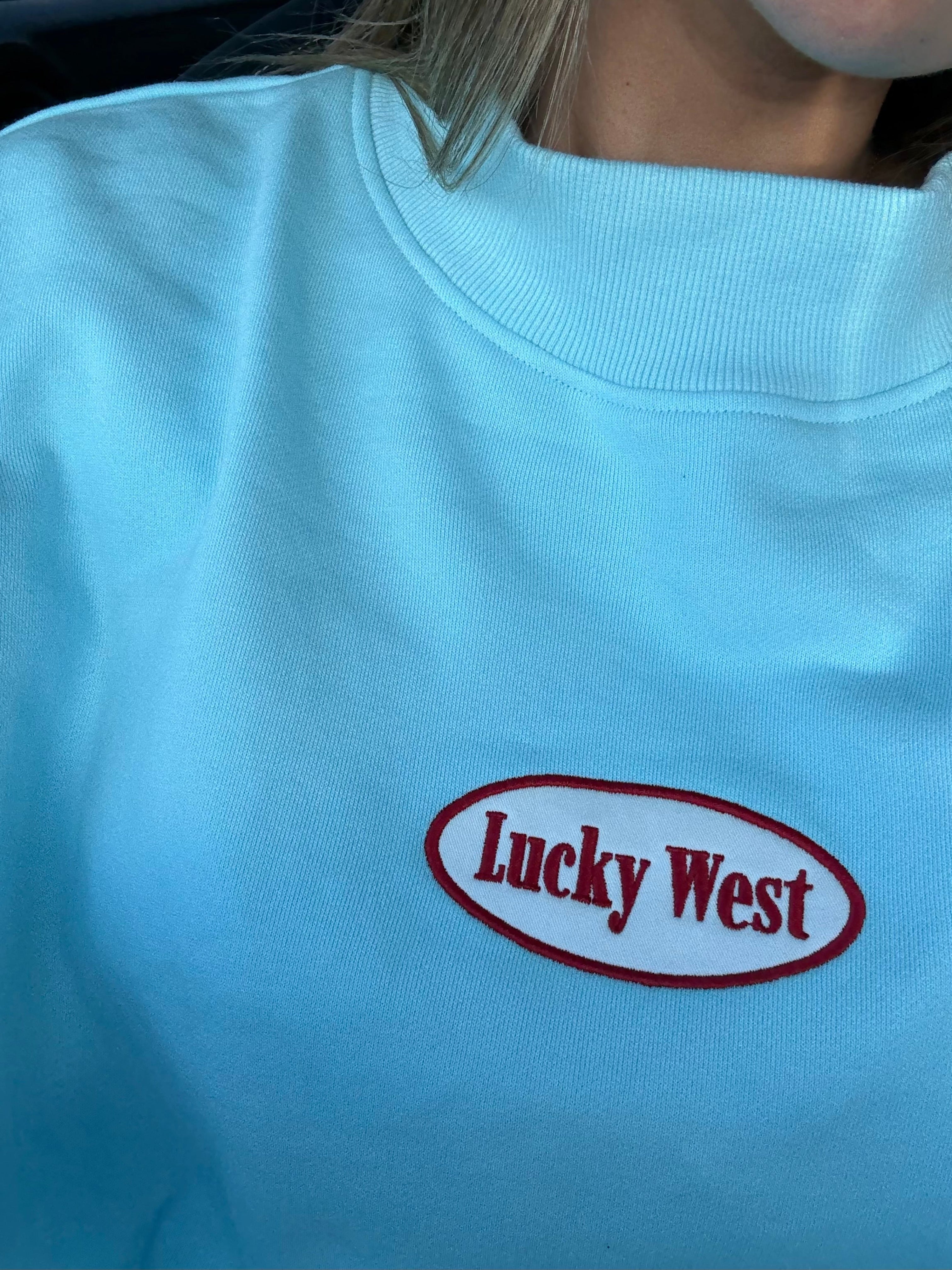 Blue Lucky Mock Neck